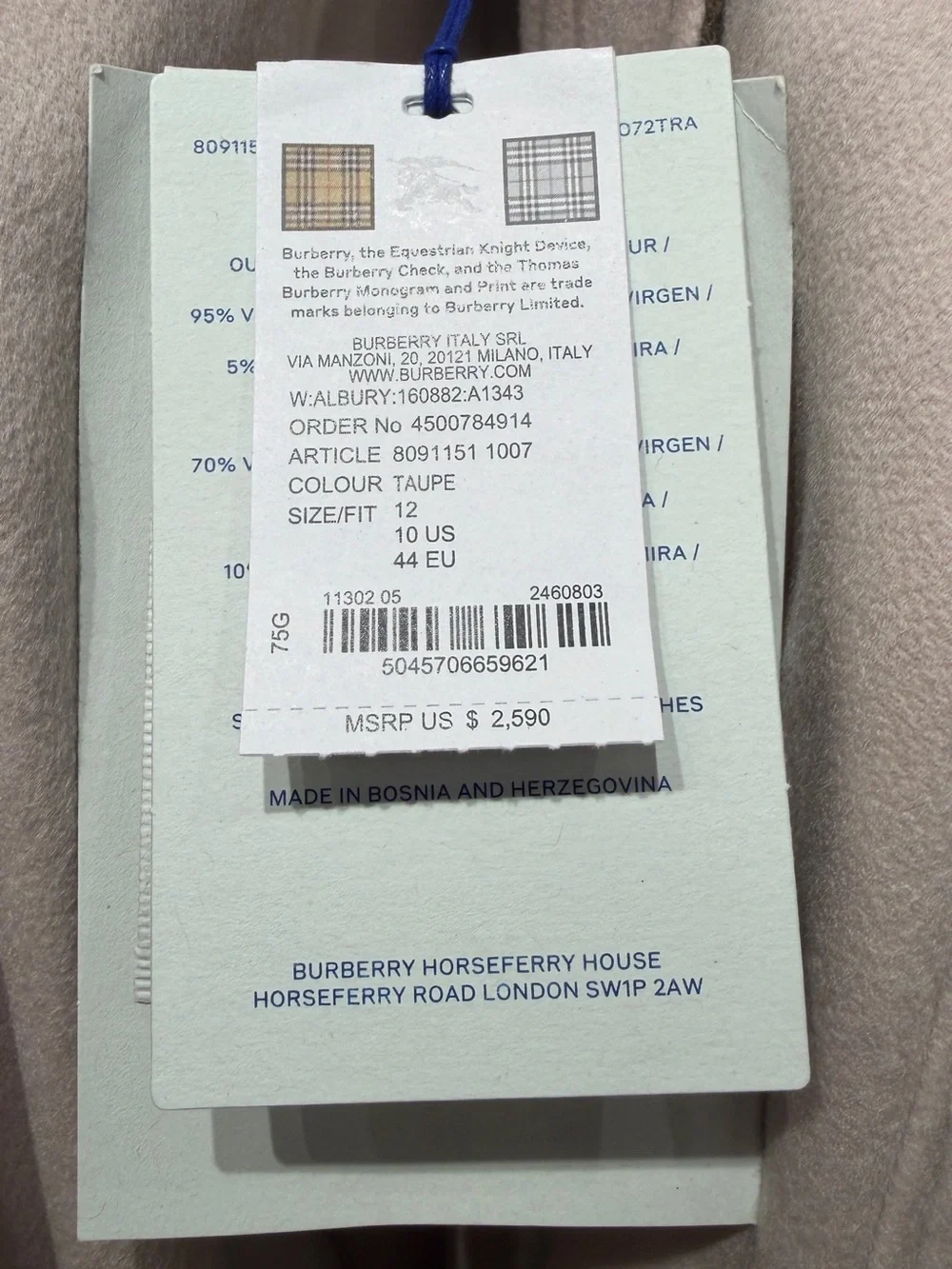Burberry Women's Cashmere Blend Long Coat Beige US 6 - Picture 7 of 12